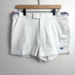 Vintage 80s Adidas Trefoil Shorts XXL White‎ Striped Waistband Retro Preppy